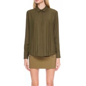 C/MEO COLLECTIVE Pleated Button Up Blouse